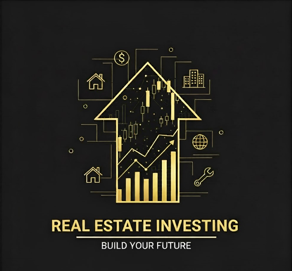 real estate investing guide with property and market analysis theme