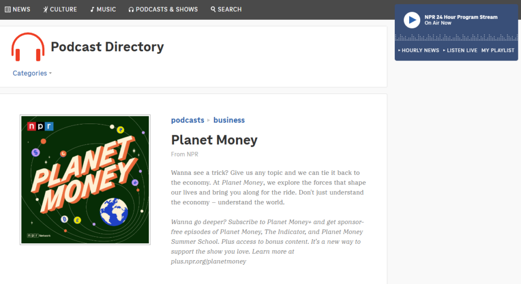 Planet Money best investing podcast for beginners