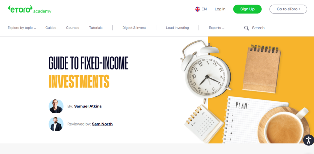 eToro best broker for fixed income investing for beginners