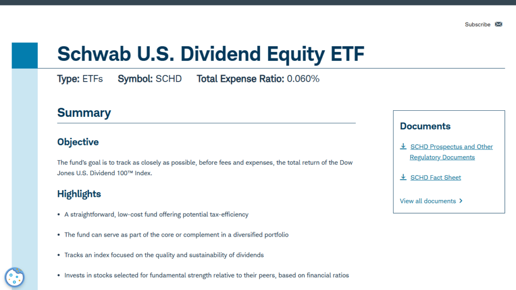 SCHD schwab US dividend equity ETF