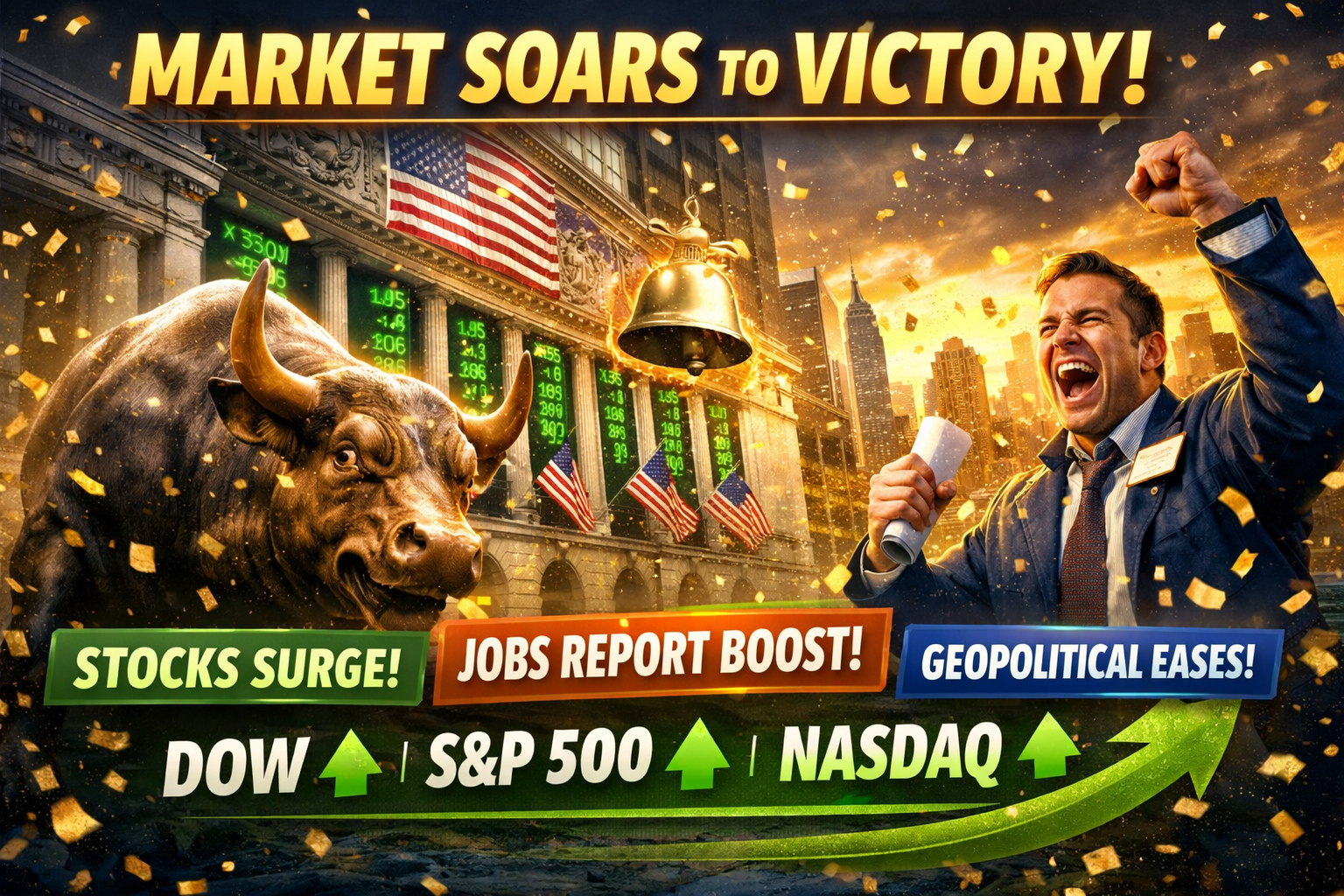 Stocks Bounce Back as Jobs Report and Iran Truce Hopes Fuel Rally