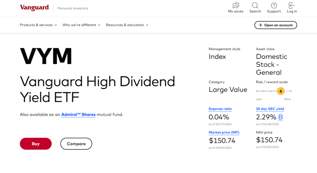 VYM Vanguard High Dividend Yield ETF