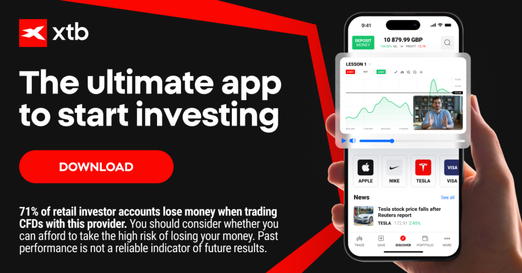 XTB app for investing in stocks and etfs