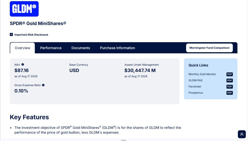 Best gold etf of 2026 GLDM SPDR Gold MiniShares