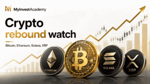 Bitcoin, Ethereum, Solana and XRP cryptocurrencies as the crypto market looks for a potential rebound
