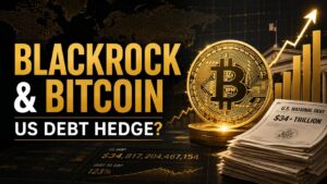 BlackRock Bitcoin outlook showing BTC as a potential hedge against rising U.S. debt and dollar debasement